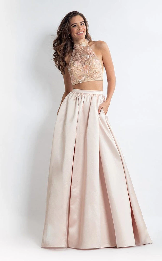 Formal Gowns Rachel Allan - 6014 Sequined Halter A-line Dress 5 Formal Gowns Rachel Allan - 6014 Sequined Halter A-line Dress