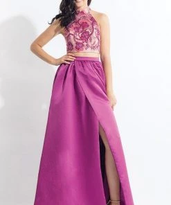 Formal Gowns Rachel Allan - 6014 Sequined Halter A-line Dress 7 Formal Gowns Rachel Allan - 6014 Sequined Halter A-line Dress