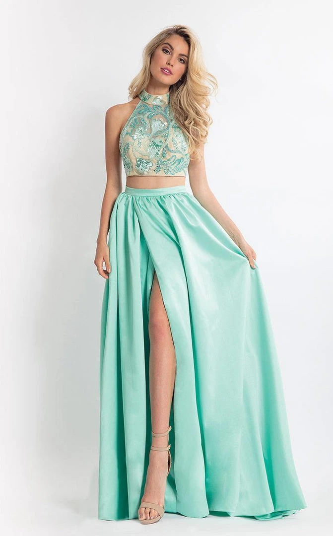 Formal Gowns Rachel Allan - 6014 Sequined Halter A-line Dress 3 Formal Gowns Rachel Allan - 6014 Sequined Halter A-line Dress