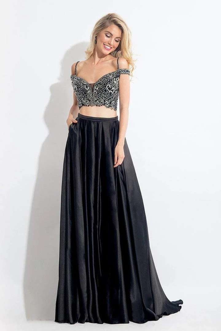 Rachel Allan - 6020 Beaded V-neck A-line Dress 3 Rachel Allan - 6020 Beaded V-neck A-line Dress