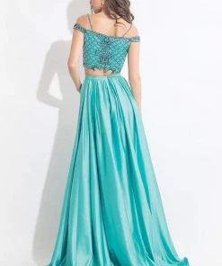 Rachel Allan - 6020 Beaded V-neck A-line Dress 11 Rachel Allan - 6020 Beaded V-neck A-line Dress