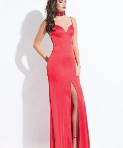 Rachel Allan - 6033 Fitted Sweetheart Gown With Slit Formal Gowns