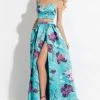 Rachel Allan - 6037 Floral Print Two-Piece A-line Gown 1 Rachel Allan - 6037 Floral Print Two-Piece A-line Gown