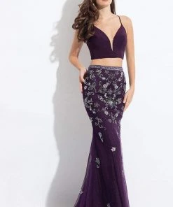 Formal Gowns Rachel Allan - 6042 Floral Beaded Trumpet Dress