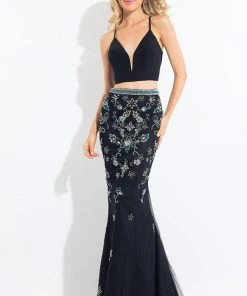 Formal Gowns Rachel Allan - 6042 Floral Beaded Trumpet Dress