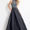 Formal Gowns Rachel Allan - 6051 Beaded Sheer High Halter A-line Dress 1 Formal Gowns Rachel Allan - 6051 Beaded Sheer High Halter A-line Dress