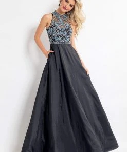Formal Gowns Rachel Allan - 6051 Beaded Sheer High Halter A-line Dress