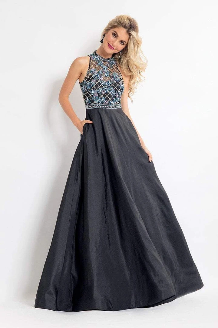 Formal Gowns Rachel Allan - 6051 Beaded Sheer High Halter A-line Dress 3 Formal Gowns Rachel Allan - 6051 Beaded Sheer High Halter A-line Dress