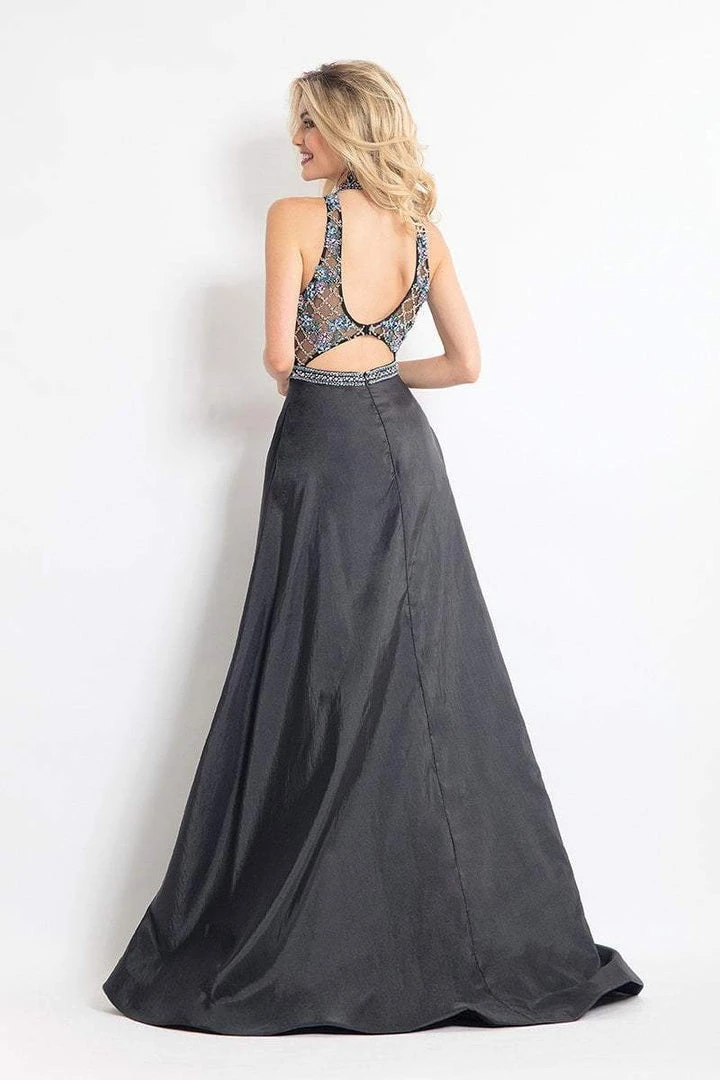 Formal Gowns Rachel Allan - 6051 Beaded Sheer High Halter A-line Dress 4 Formal Gowns Rachel Allan - 6051 Beaded Sheer High Halter A-line Dress