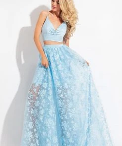 Rachel Allan - 6055 Lace V-neck A-line Dress