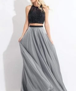 Formal Gowns Rachel Allan - 6060 Embellished Illusion Halter A-line Dress 5 Formal Gowns Rachel Allan - 6060 Embellished Illusion Halter A-line Dress