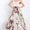 Formal Gowns Rachel Allan - 6061 Off-Shoulder Floral Print Satin Gown