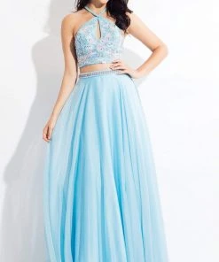 Rachel Allan - 6063 Beaded Halter A-line Dress Formal Gowns