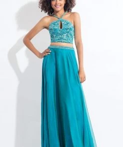 Rachel Allan - 6063 Beaded Halter A-line Dress Formal Gowns