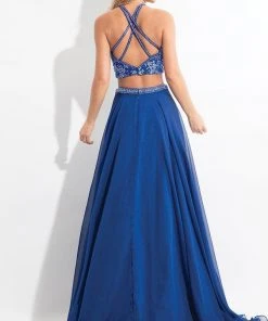 Rachel Allan - 6063 Beaded Halter A-line Dress Formal Gowns