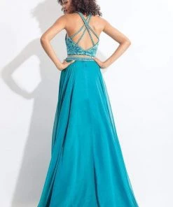 Rachel Allan - 6063 Beaded Halter A-line Dress Formal Gowns