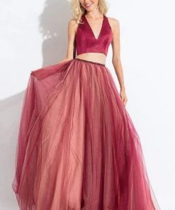 Formal Gowns Rachel Allan - 6065 Two Piece Plunging V Neck Gown