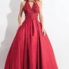 Rachel Allan - 6071 Lace V-Neck Pleated Ballgown