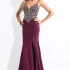 Formal Gowns Rachel Allan - 6080 Beaded Plunging Gown With Slit