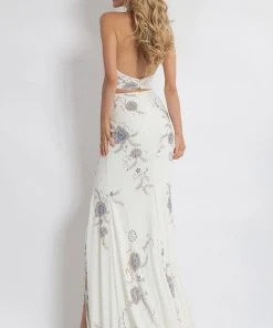 Formal Gowns Rachel Allan - 6086 Beaded Two Piece Floral High Halter Gown 7 Formal Gowns Rachel Allan - 6086 Beaded Two Piece Floral High Halter Gown