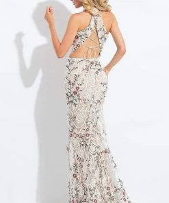 Rachel Allan - 6091 Two Piece Floral Appliqued Dress