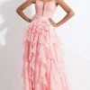 Formal Gowns Rachel Allan - 6092 Ruffled V-neck A-line Dress