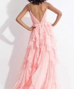Formal Gowns Rachel Allan - 6092 Ruffled V-neck A-line Dress