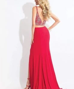 Rachel Allan - 6100 Two-Piece Floral Crystalline Sheath Gown