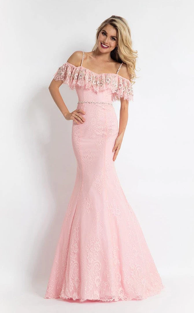 Rachel Allan - 6111 Ruffled Off Shoulder Embroidered Gown 3 Rachel Allan - 6111 Ruffled Off Shoulder Embroidered Gown