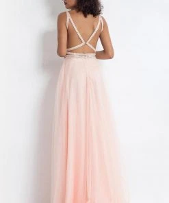 Rachel Allan - 6118 Strappy Open Back Beaded Top Tulle Gown - 1 Pc Blush In Size 0 Available Formal Gowns 5 Rachel Allan - 6118 Strappy Open Back Beaded Top Tulle Gown - 1 Pc Blush In Size 0 Available Formal Gowns