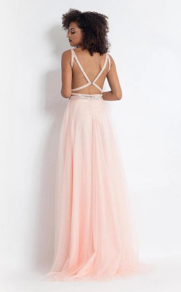 Rachel Allan - 6118 Strappy Open Back Beaded Top Tulle Gown - 1 Pc Blush In Size 0 Available Formal Gowns 4 Rachel Allan - 6118 Strappy Open Back Beaded Top Tulle Gown - 1 Pc Blush In Size 0 Available Formal Gowns