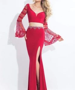 Rachel Allan - 6122 Two Piece Lace Bell Sleeves Dress