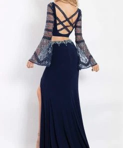 Rachel Allan - 6122 Two Piece Lace Bell Sleeves Dress