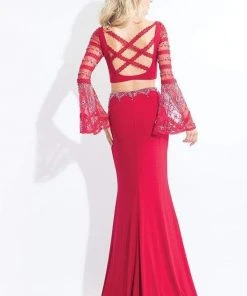 Rachel Allan - 6122 Two Piece Lace Bell Sleeves Dress