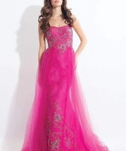 Rachel Allan - 6125 Strapless Embellished Lace Overlay Gown 5 Rachel Allan - 6125 Strapless Embellished Lace Overlay Gown