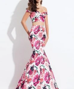 Formal Gowns Rachel Allan - 6127 Floral Print Off-Shoulder Mermaid Dress 5 Formal Gowns Rachel Allan - 6127 Floral Print Off-Shoulder Mermaid Dress
