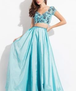 Rachel Allan - 6131 Two Piece Beaded Floral Gown Formal Gowns 6 Rachel Allan - 6131 Two Piece Beaded Floral Gown Formal Gowns