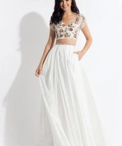 Rachel Allan - 6131 Two Piece Beaded Floral Gown Formal Gowns