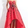Rachel Allan - 6142 Strapless Blossom Applique High Low Gown 2 Rachel Allan - 6142 Strapless Blossom Applique High Low Gown
