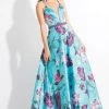 Rachel Allan - 6169 Thin Straps Floral Print Gown Formal Gowns
