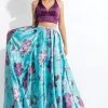 Rachel Allan - 6194 Two-Piece Haltered Floral Print Gown Formal Gowns