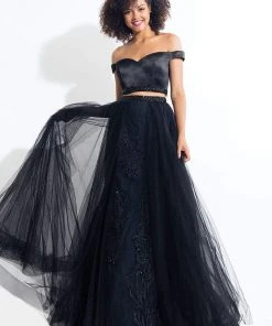 Formal Gowns Rachel Allan - 6198 Two-Piece Floral Embroidered Gown