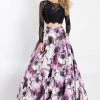 Rachel Allan - 6201 Long Sleeves Two-Piece Floral Print Gown Formal Gowns