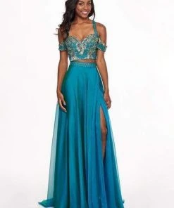 Rachel Allan - 6411 Beaded Embellished 2-Piece Cold Shoulder Prom Gown