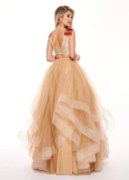 Rachel Allan - 6412 Two-Piece Floral Motif Shoulders Tiered Tulle Gown Formal Gowns 9 Rachel Allan - 6412 Two-Piece Floral Motif Shoulders Tiered Tulle Gown Formal Gowns