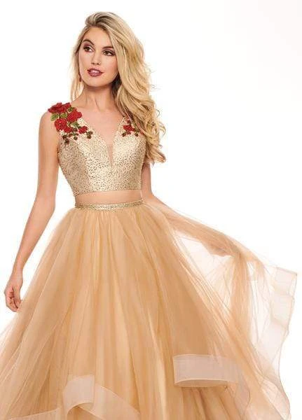 Rachel Allan - 6412 Two-Piece Floral Motif Shoulders Tiered Tulle Gown Formal Gowns 10 Rachel Allan - 6412 Two-Piece Floral Motif Shoulders Tiered Tulle Gown Formal Gowns