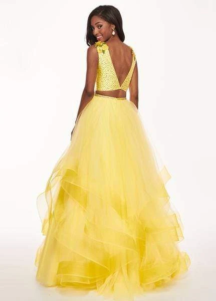 Rachel Allan - 6412 Two-Piece Floral Motif Shoulders Tiered Tulle Gown Formal Gowns 12 Rachel Allan - 6412 Two-Piece Floral Motif Shoulders Tiered Tulle Gown Formal Gowns