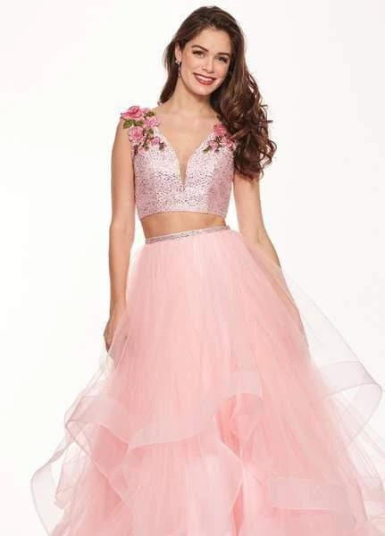 Rachel Allan - 6412 Two-Piece Floral Motif Shoulders Tiered Tulle Gown Formal Gowns 4 Rachel Allan - 6412 Two-Piece Floral Motif Shoulders Tiered Tulle Gown Formal Gowns