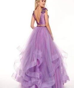 Rachel Allan - 6412 Two-Piece Floral Motif Shoulders Tiered Tulle Gown Formal Gowns 15 Rachel Allan - 6412 Two-Piece Floral Motif Shoulders Tiered Tulle Gown Formal Gowns