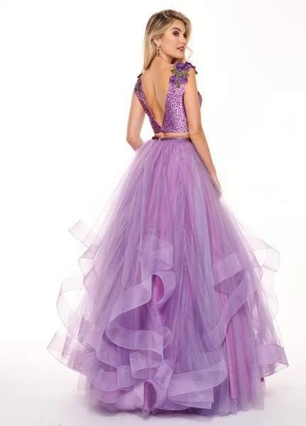 Rachel Allan - 6412 Two-Piece Floral Motif Shoulders Tiered Tulle Gown Formal Gowns 6 Rachel Allan - 6412 Two-Piece Floral Motif Shoulders Tiered Tulle Gown Formal Gowns